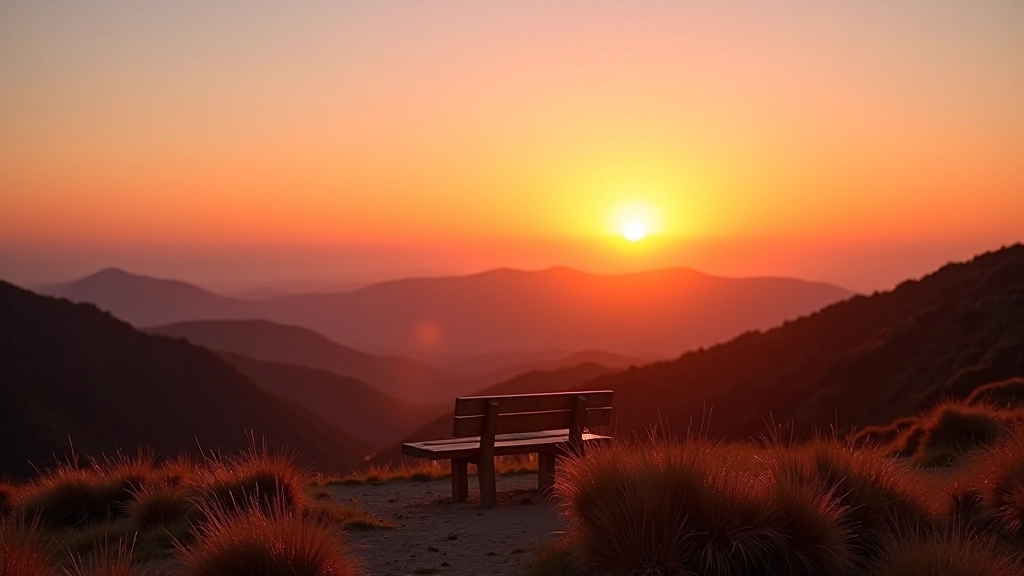 Puesta de sol dorada iluminando el paisaje montañoso de Jayuya desde el mirador